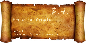 Preszler Arnold névjegykártya
